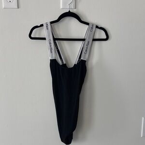 Calvin Klein Black Bodysuit with White Straps